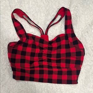 BUFFBUNNY Red and Black Plaid Sports Bra
